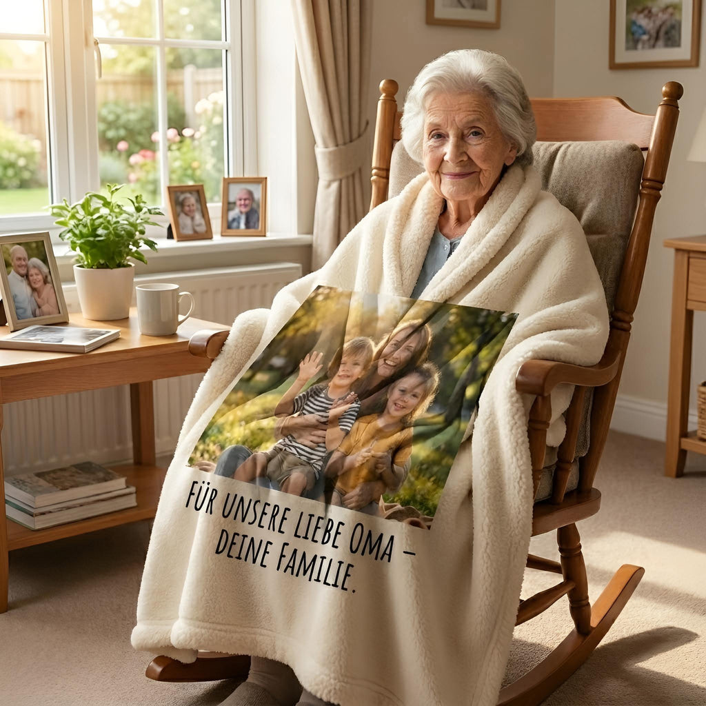 Sherpa-Fleecedecke 150x120cm – weich, warm und mit Deinem Wunschmotiv